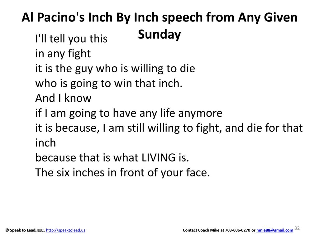 Any Given Sunday - Inch By Inch