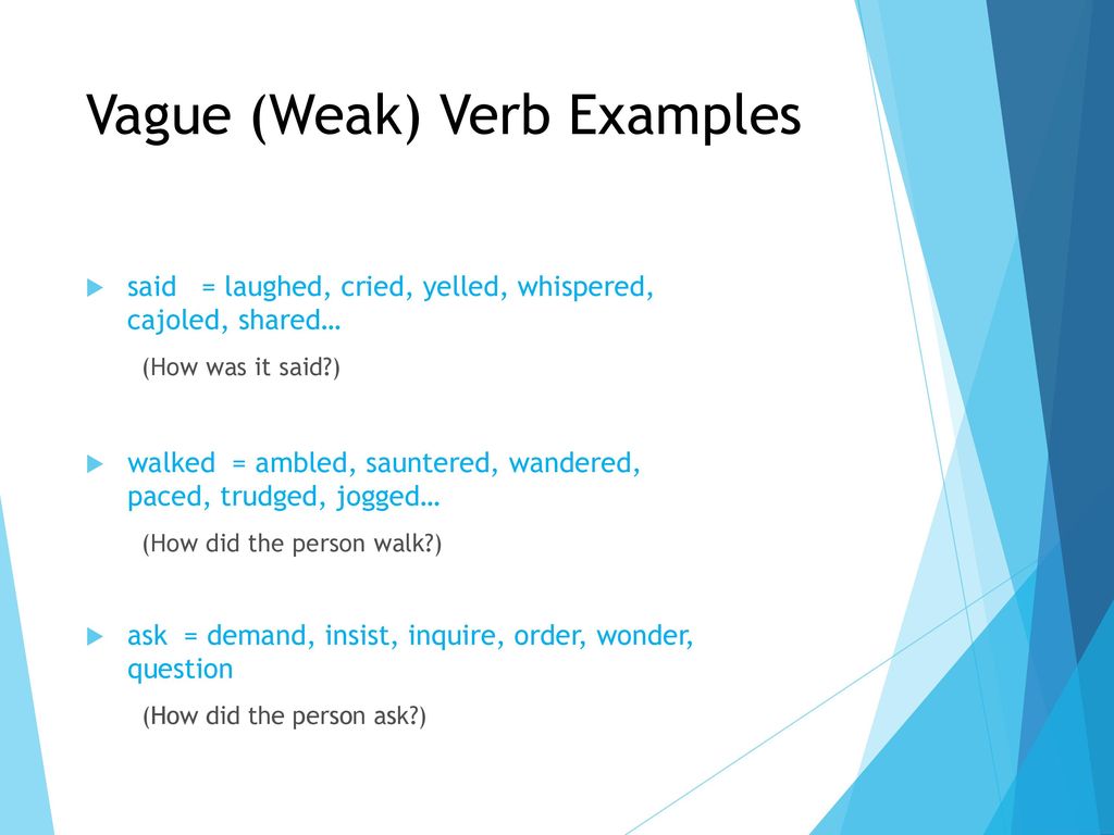 Vague (Weak) Verb Examples