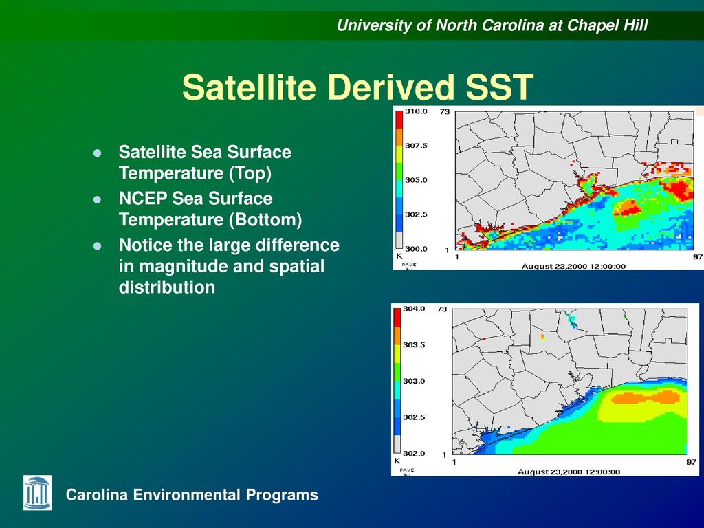 Satellite Derived SST Satellite Sea Surface Temperature (Top)