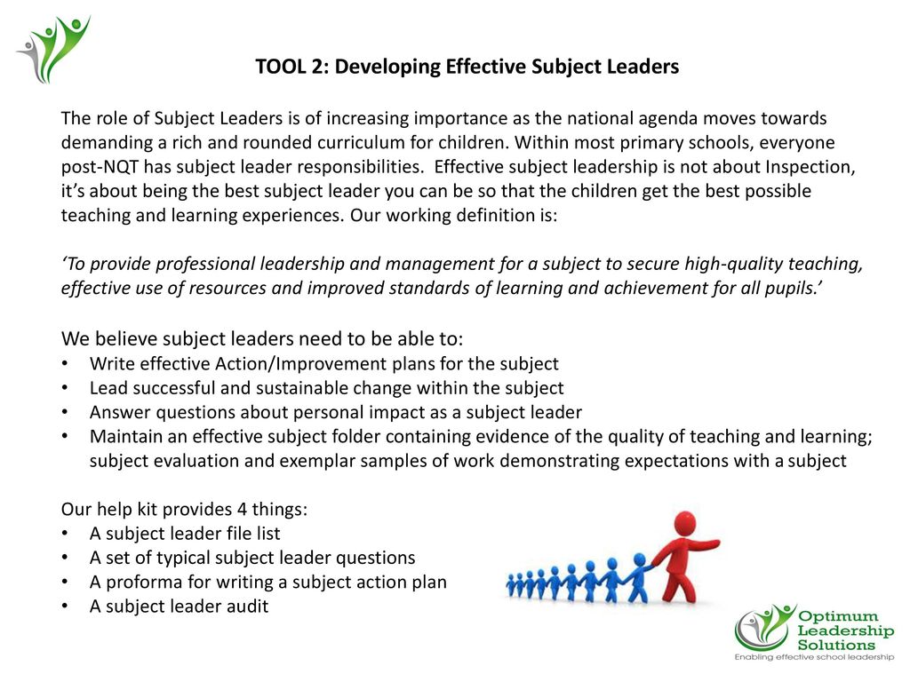 TOOL 2: Developing Effective Subject Leaders