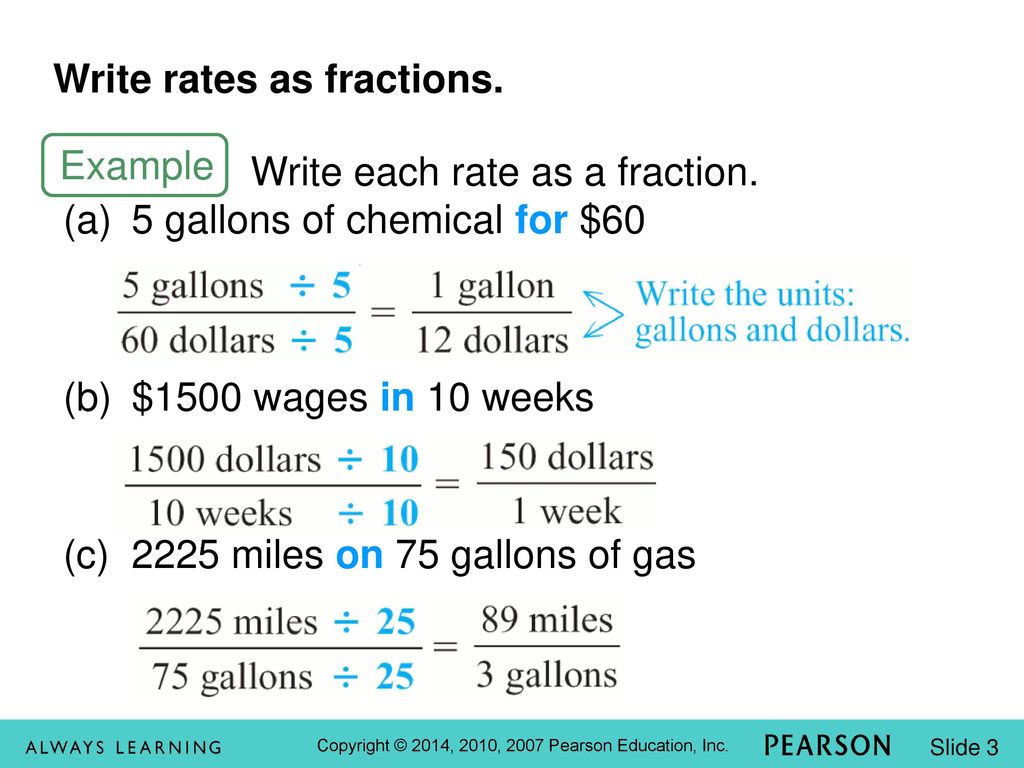 R.277 Fractions 277.27 Rates Objectives Write rates as fractions. - ppt