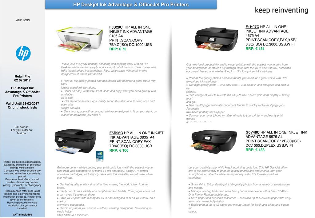 Hp Deskjet Ink Advantage Officejet Pro Printers Ppt Download