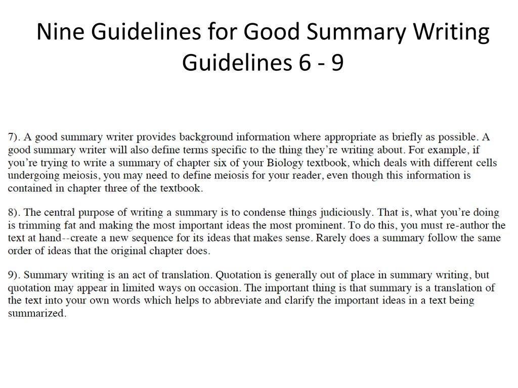 guides for effective summary writing