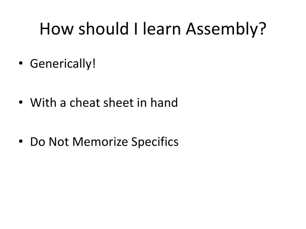 How should I learn Assembly