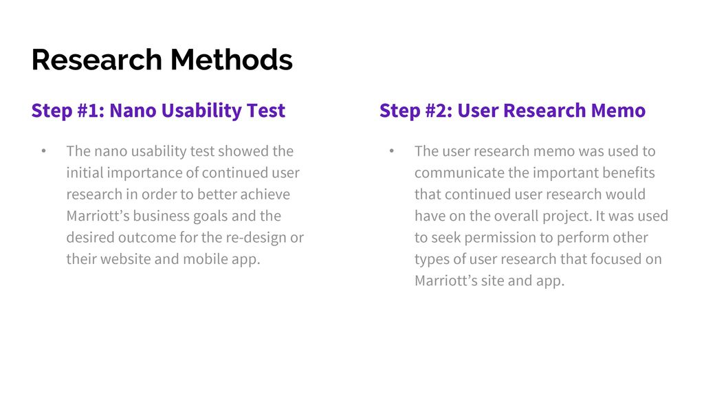 Research Methods Step #1: Nano Usability Test