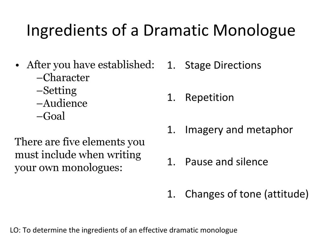 Ingredients of a Dramatic Monologue