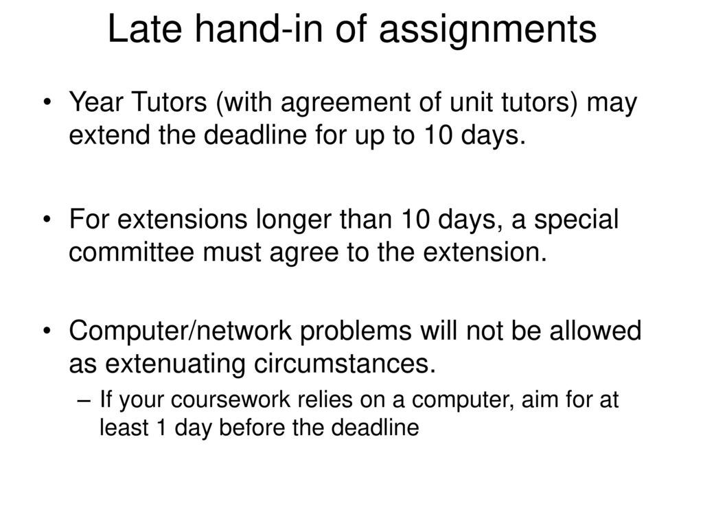 Late Hand-in Of Assignments - Ppt Download