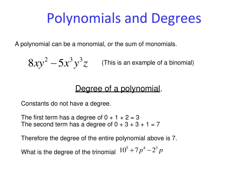 Lesson 4.1 Understanding Polynomial Expressios - ppt download