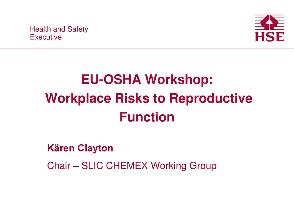 Eu Osha Workshop Workplace Risks To Reproductive Function Ppt