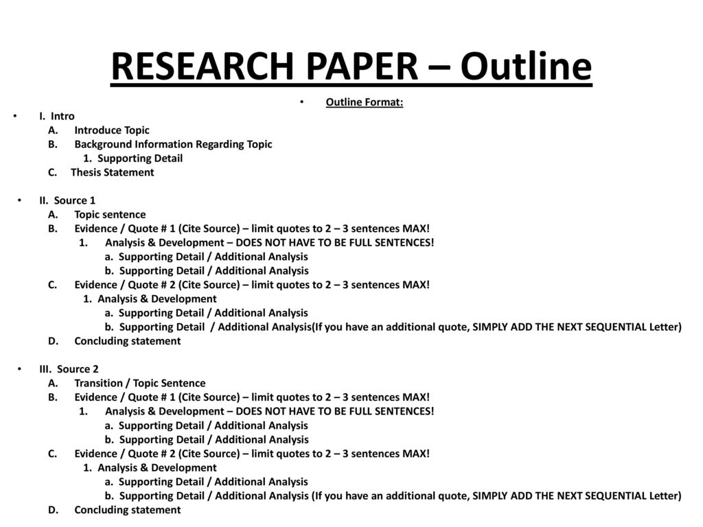english term paper outline