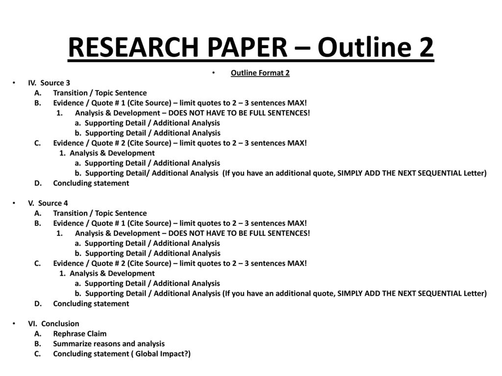 analytical research paper outline