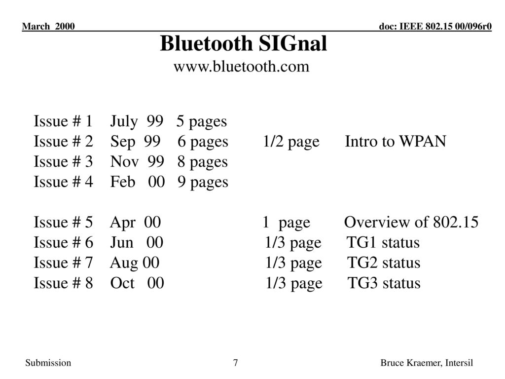 Bluetooth SIGnal   Issue # 1 July 99 5 pages