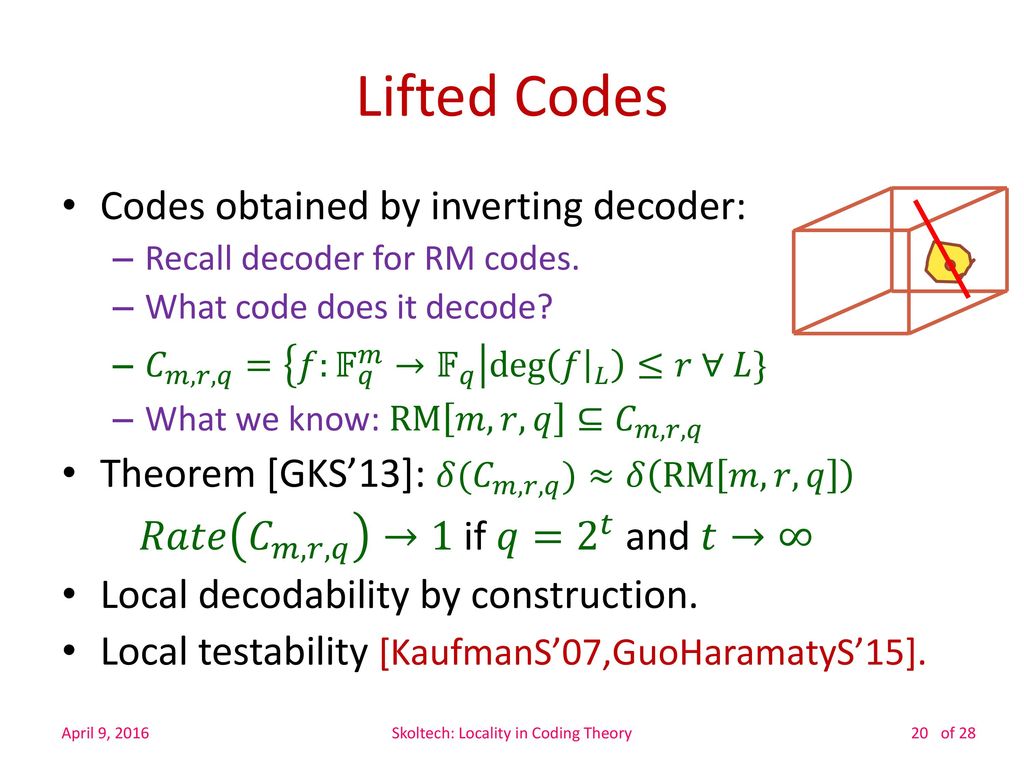 Skoltech: Locality in Coding Theory