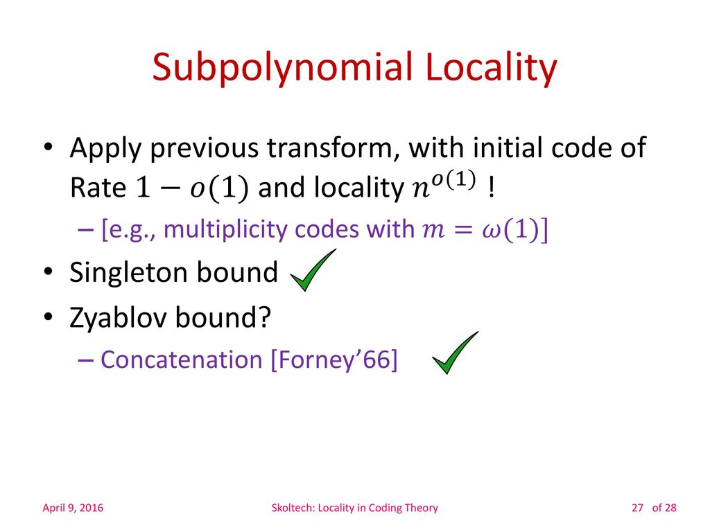 Subpolynomial Locality