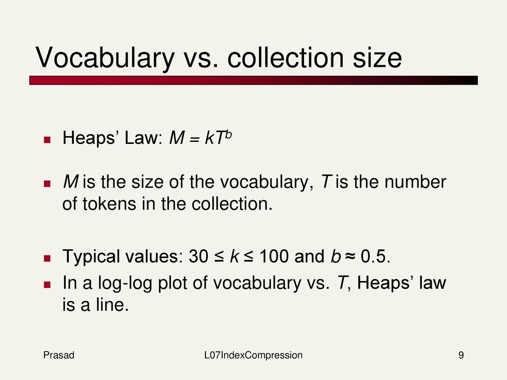 Vocabulary vs. collection size