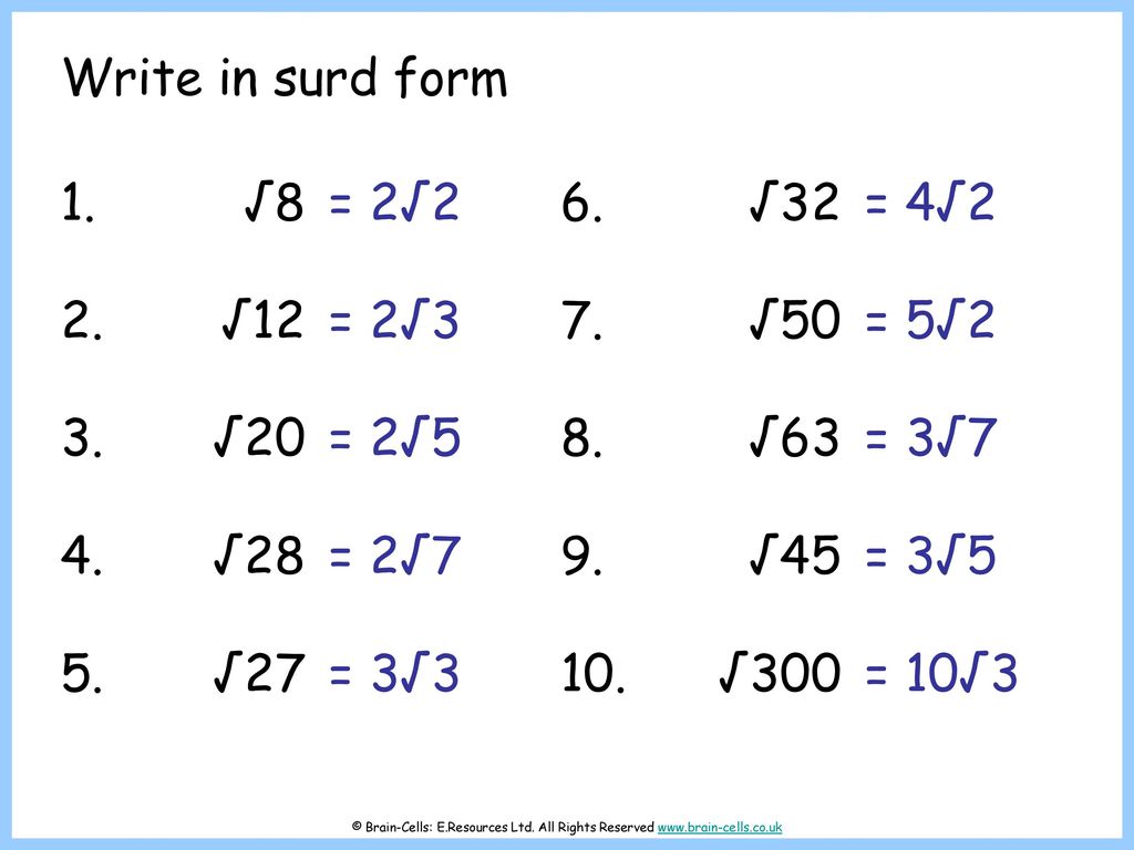 Square Root Of 2025 In Surd Form