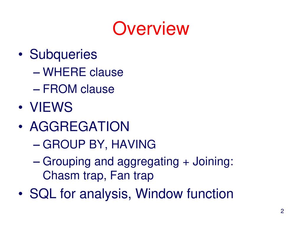 Database Systems Subqueries, Aggregation - ppt download