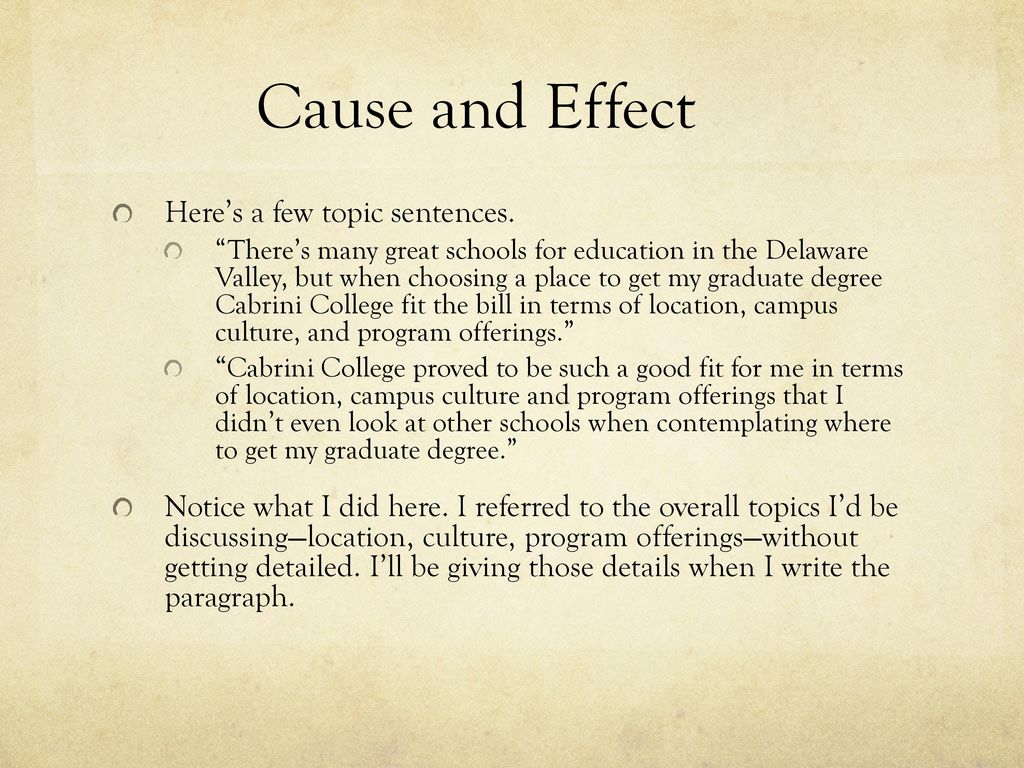 cause and effect topics for college