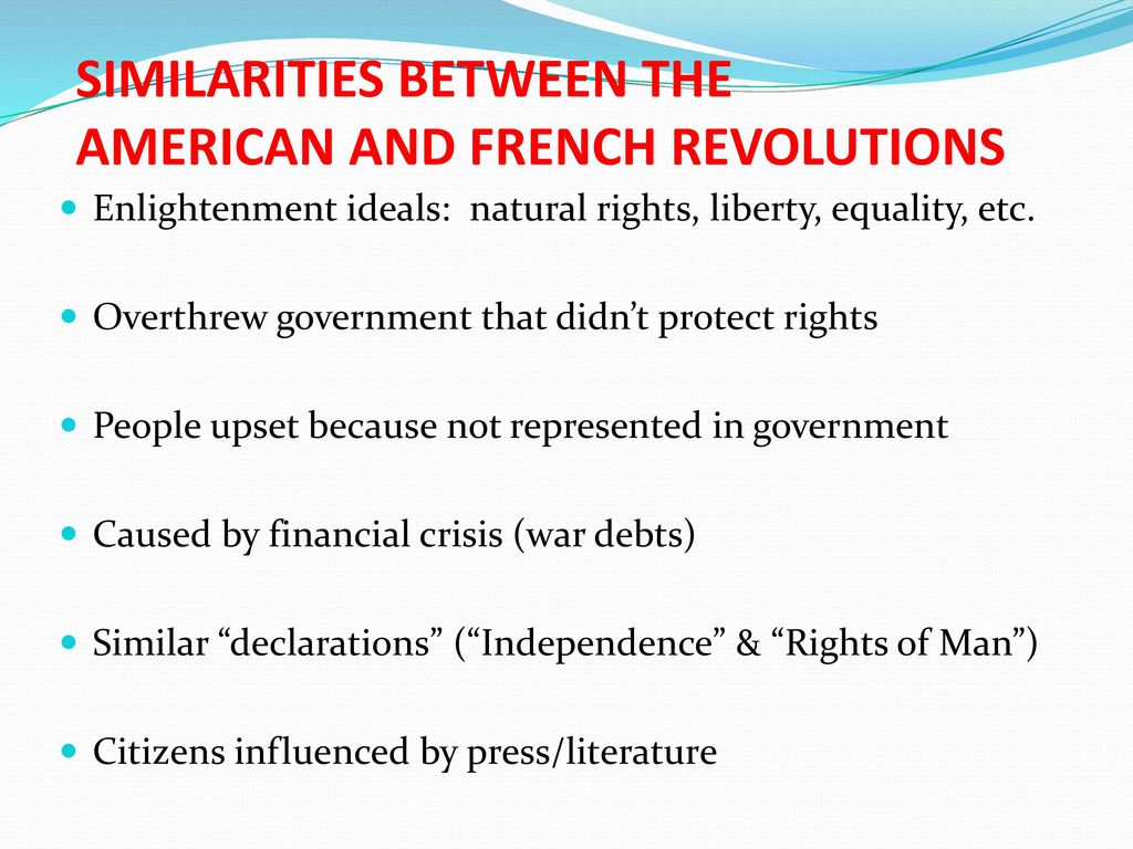 compare american revolution and french revolution