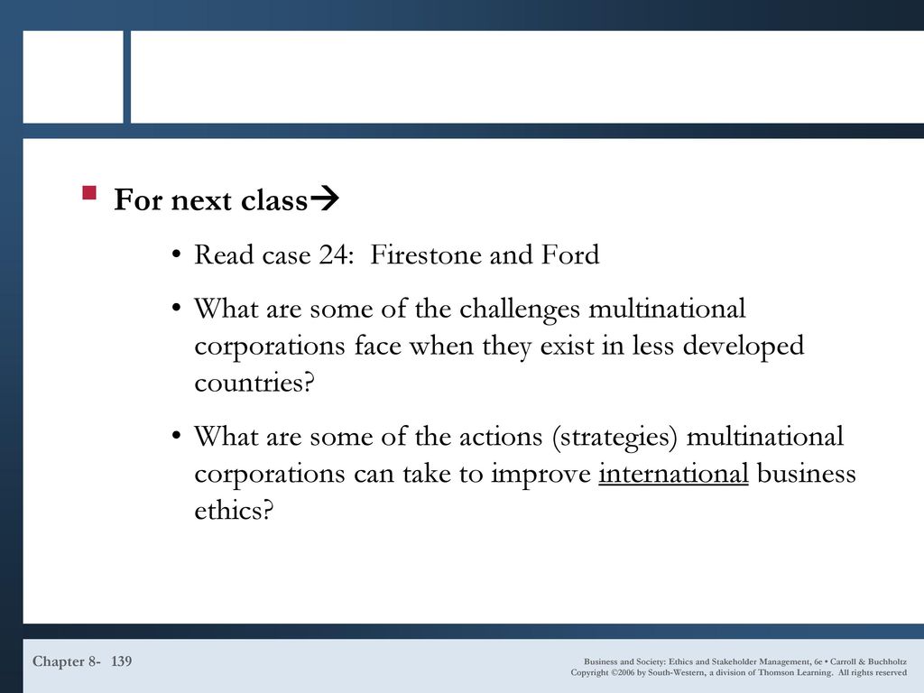 For next class Read case 24: Firestone and Ford