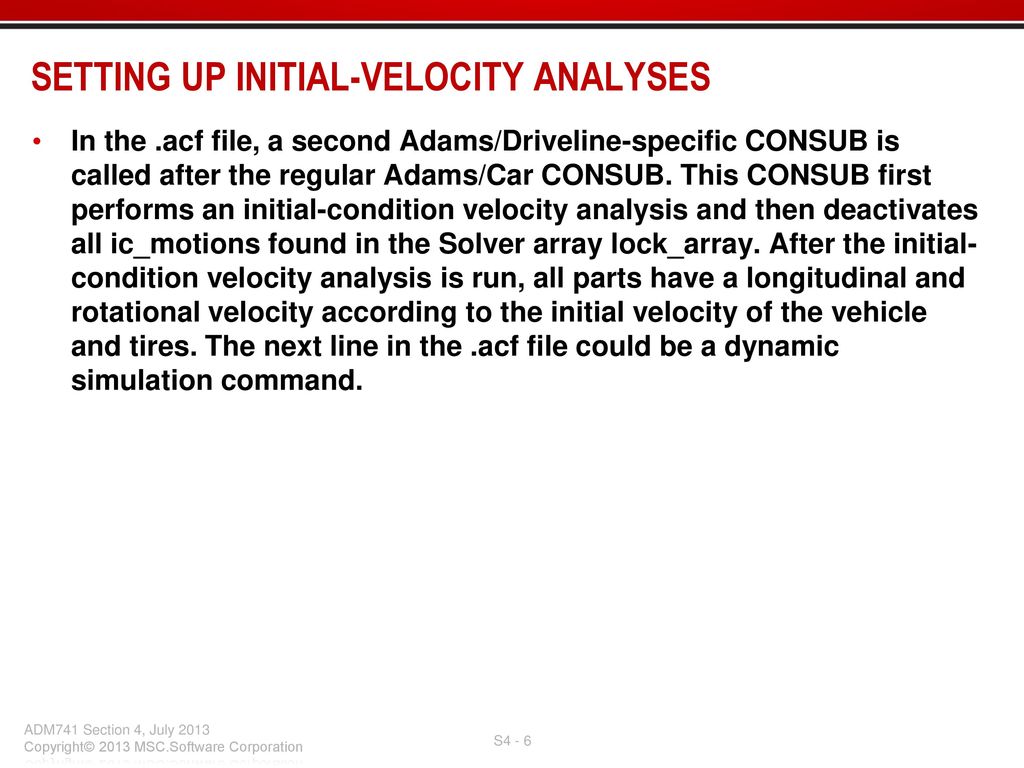 Setting up Initial-Velocity Analyses