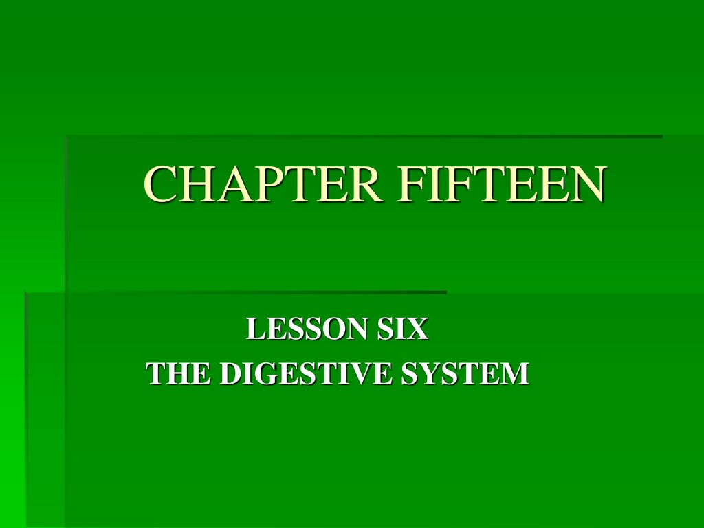 LESSON SIX THE DIGESTIVE SYSTEM