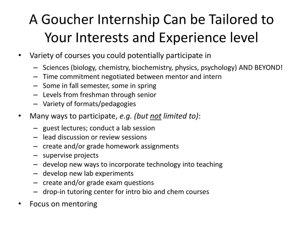 A Goucher Internship Can be Tailored to Your Interests and Experience
