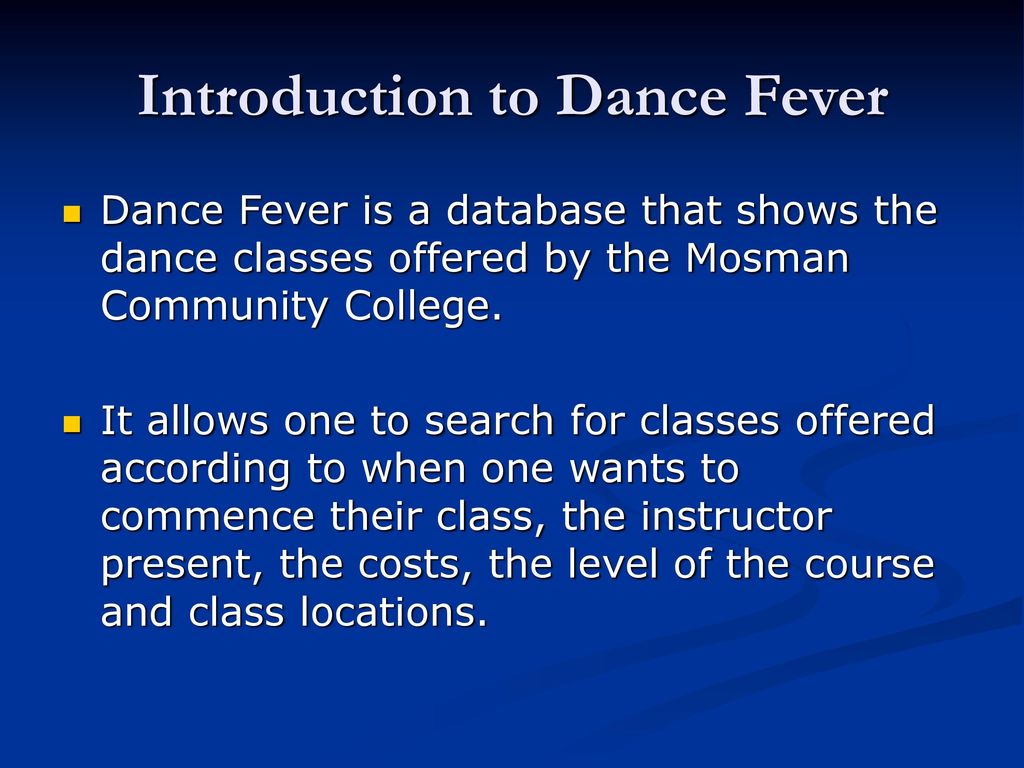 Introduction to Dance Fever