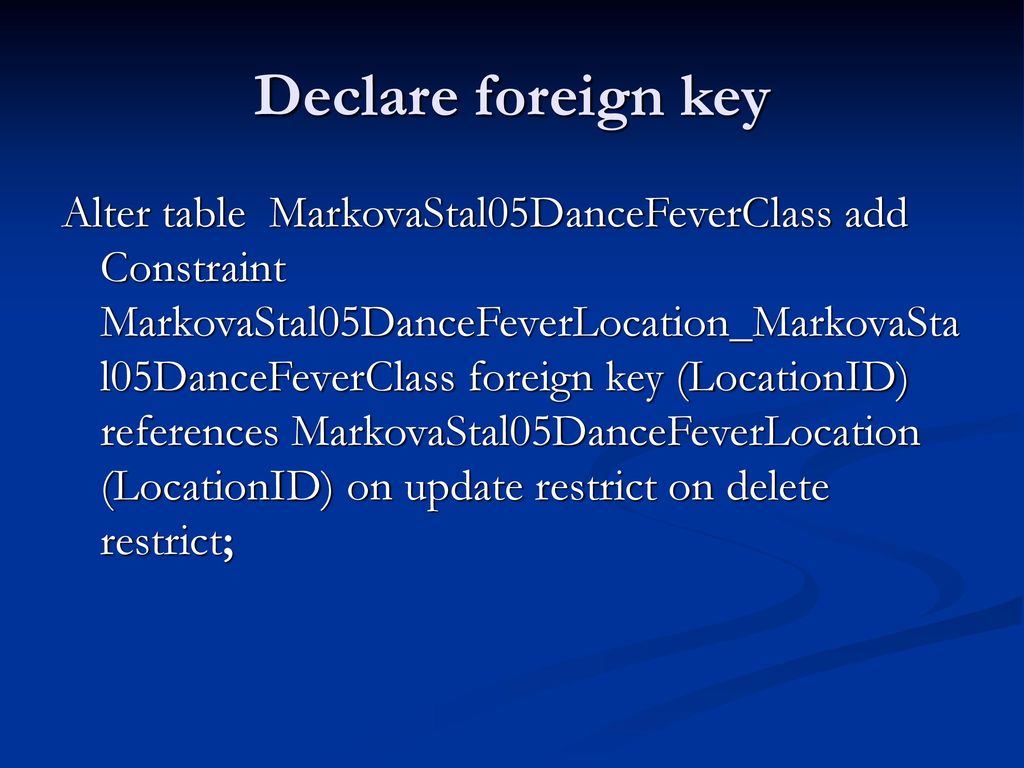 Declare foreign key