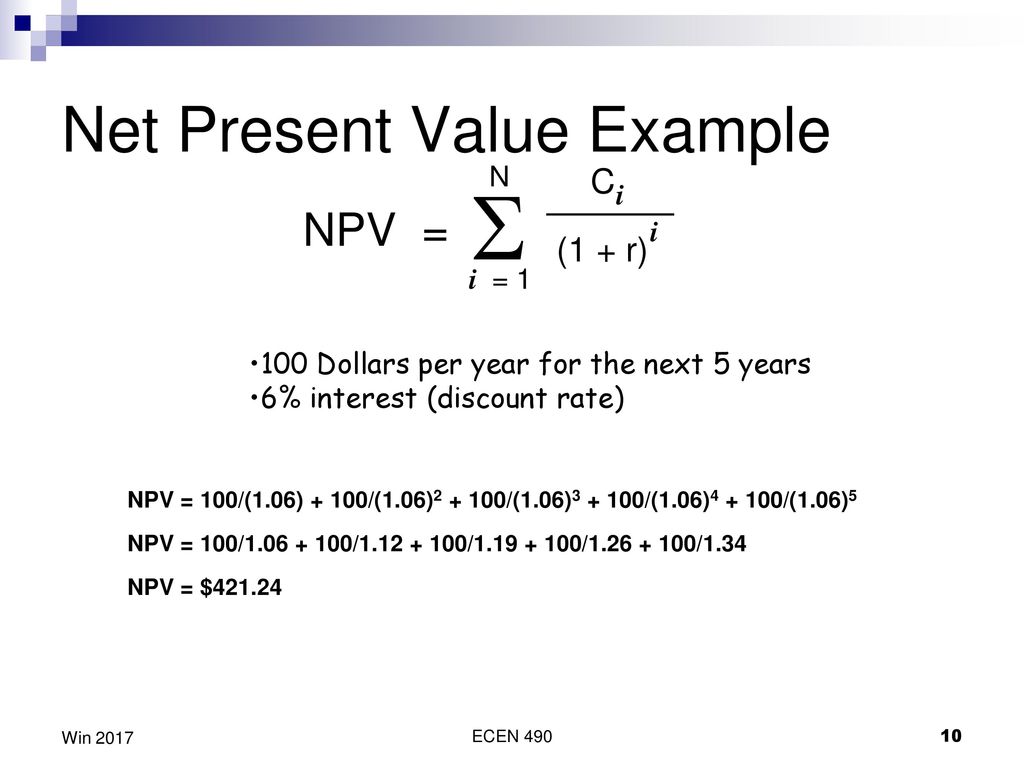 Net Present Value Example