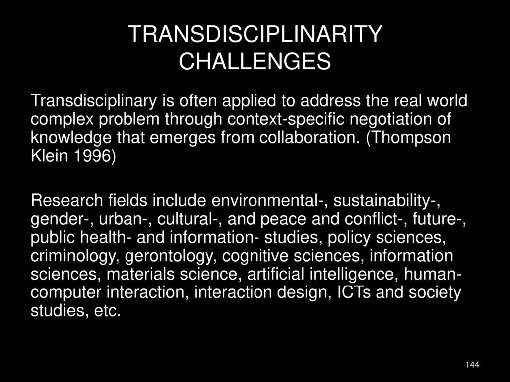 TRANSDISCIPLINARITY CHALLENGES