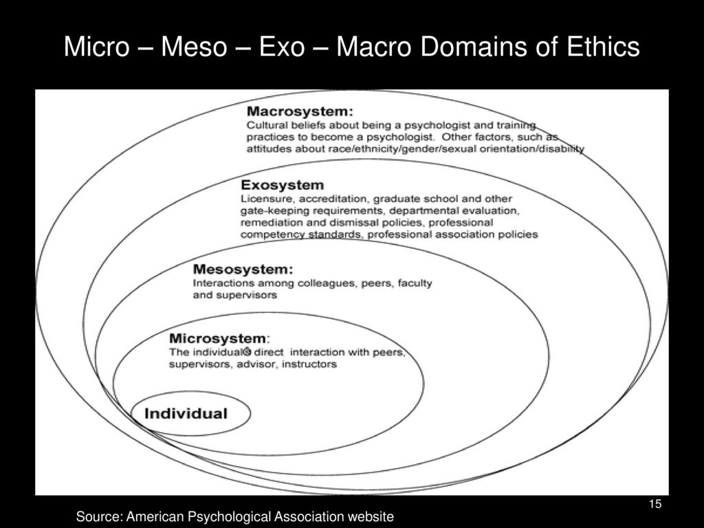 Micro – Meso – Exo – Macro Domains of Ethics