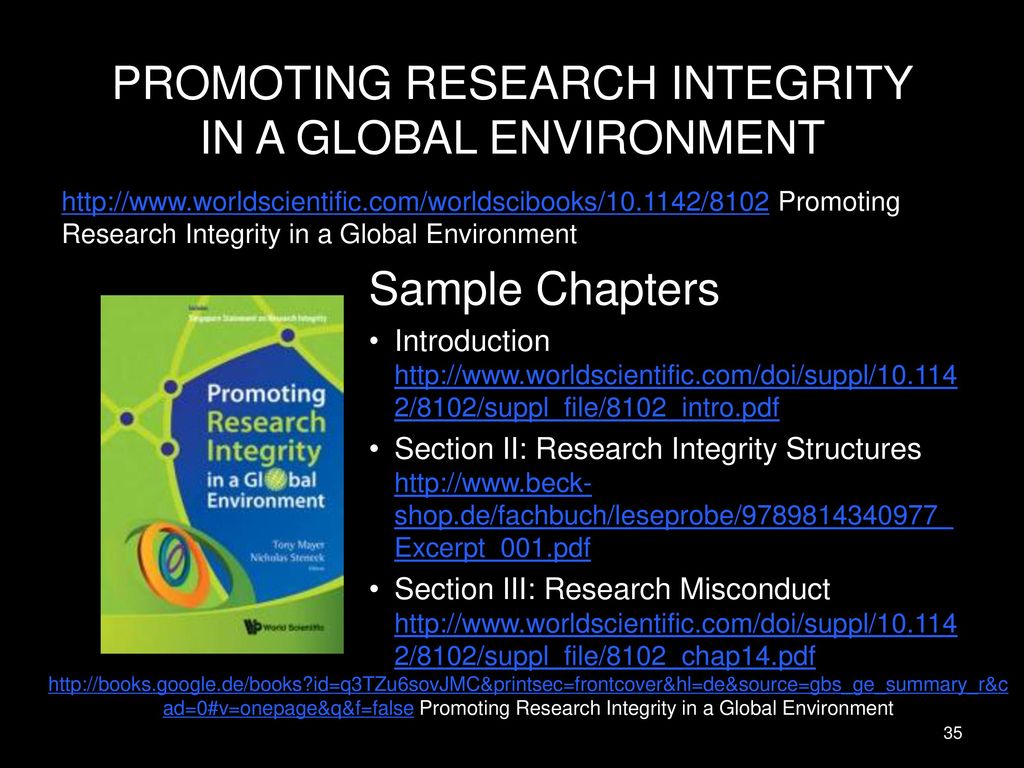 PROMOTING RESEARCH INTEGRITY IN A GLOBAL ENVIRONMENT