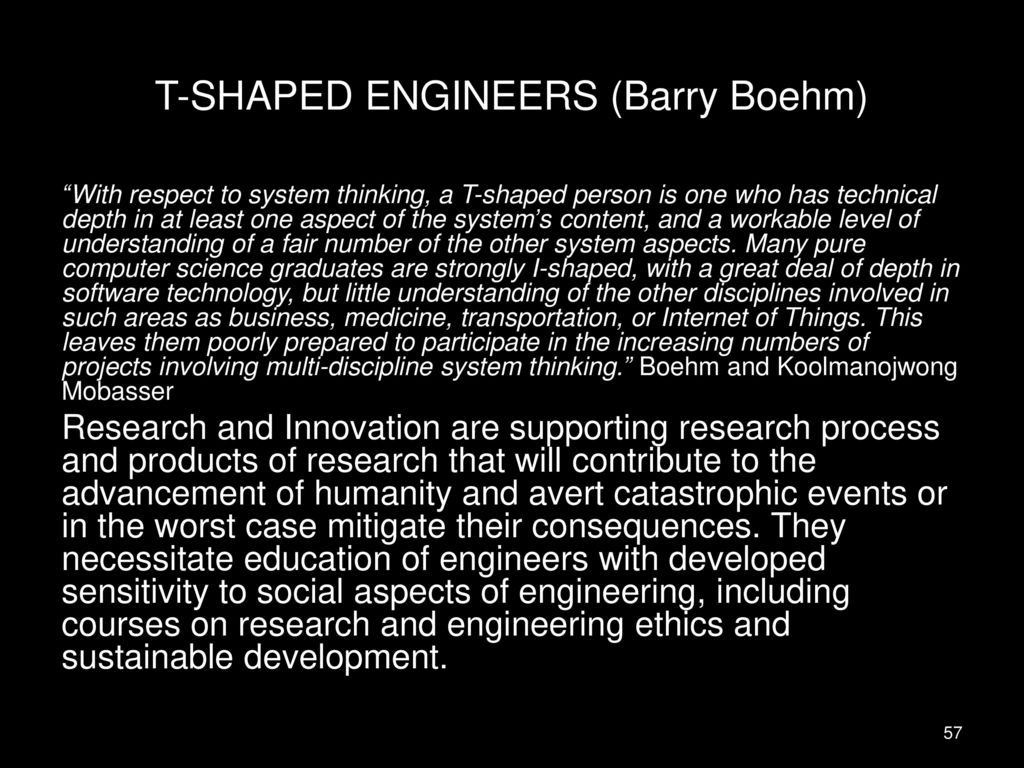 T-SHAPED ENGINEERS (Barry Boehm)