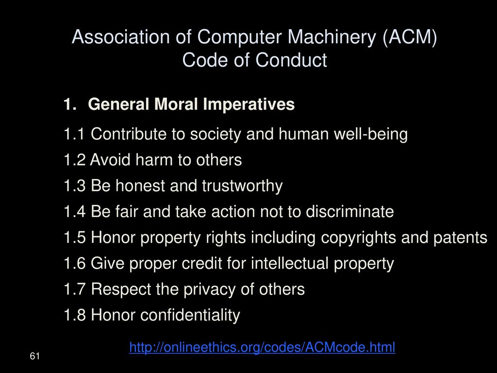 Association of Computer Machinery (ACM) Code of Conduct