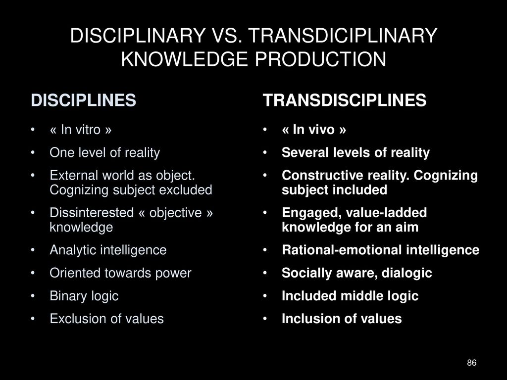 DISCIPLINARY VS. TRANSDICIPLINARY KNOWLEDGE PRODUCTION