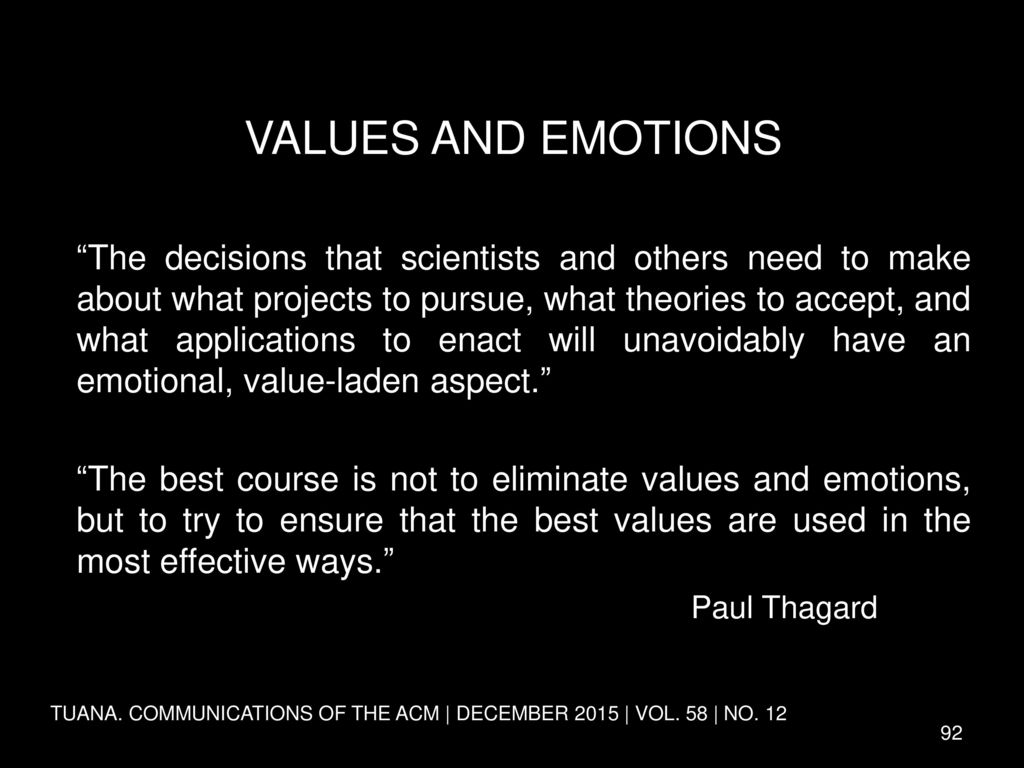 VALUES AND EMOTIONS