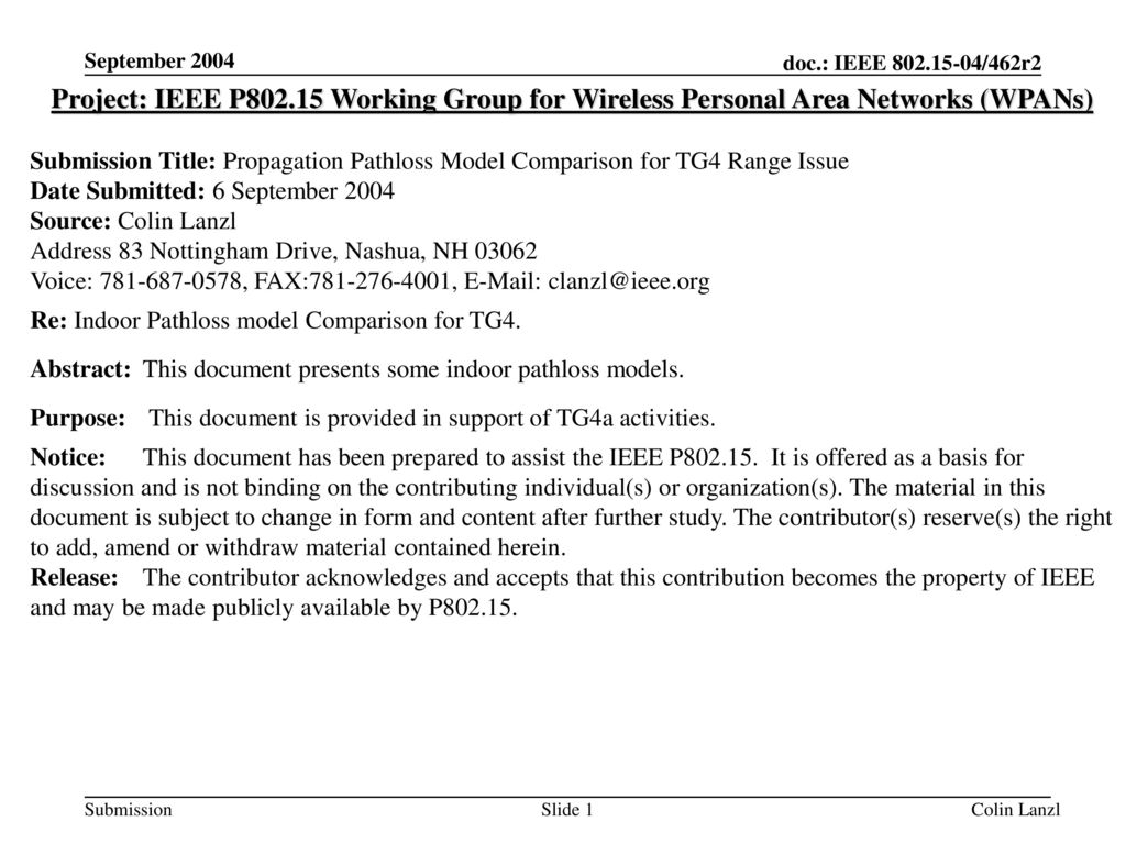 September 2004 Project: IEEE P Working Group for Wireless Personal Area Networks (WPANs)