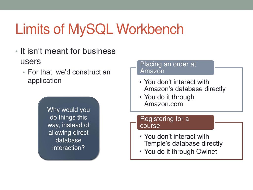 Mysql and mysql workbench ppt download