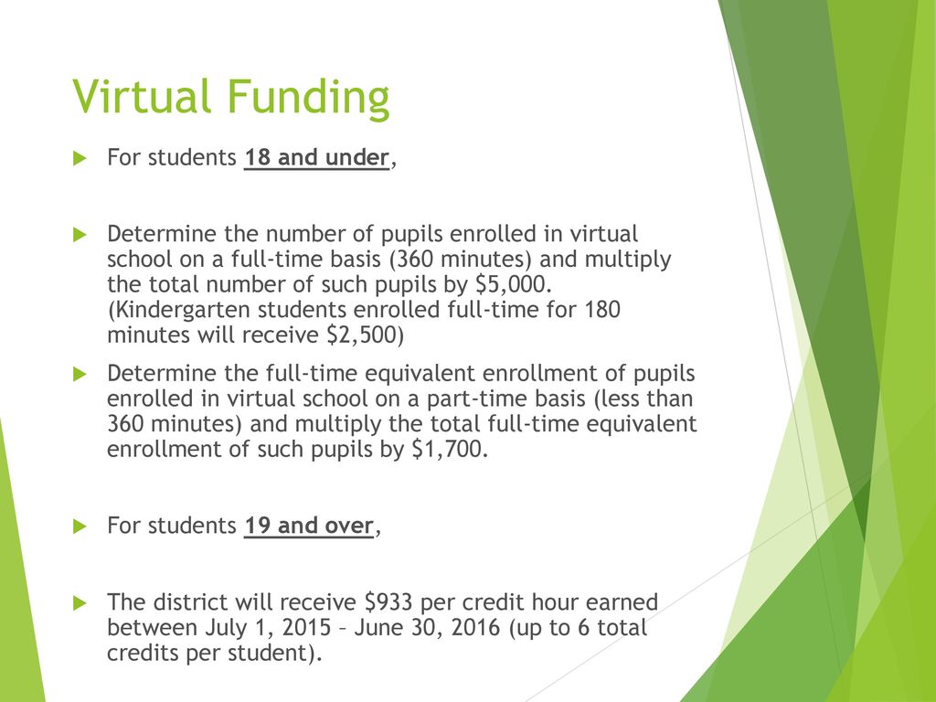 Virtual Funding For students 18 and under,