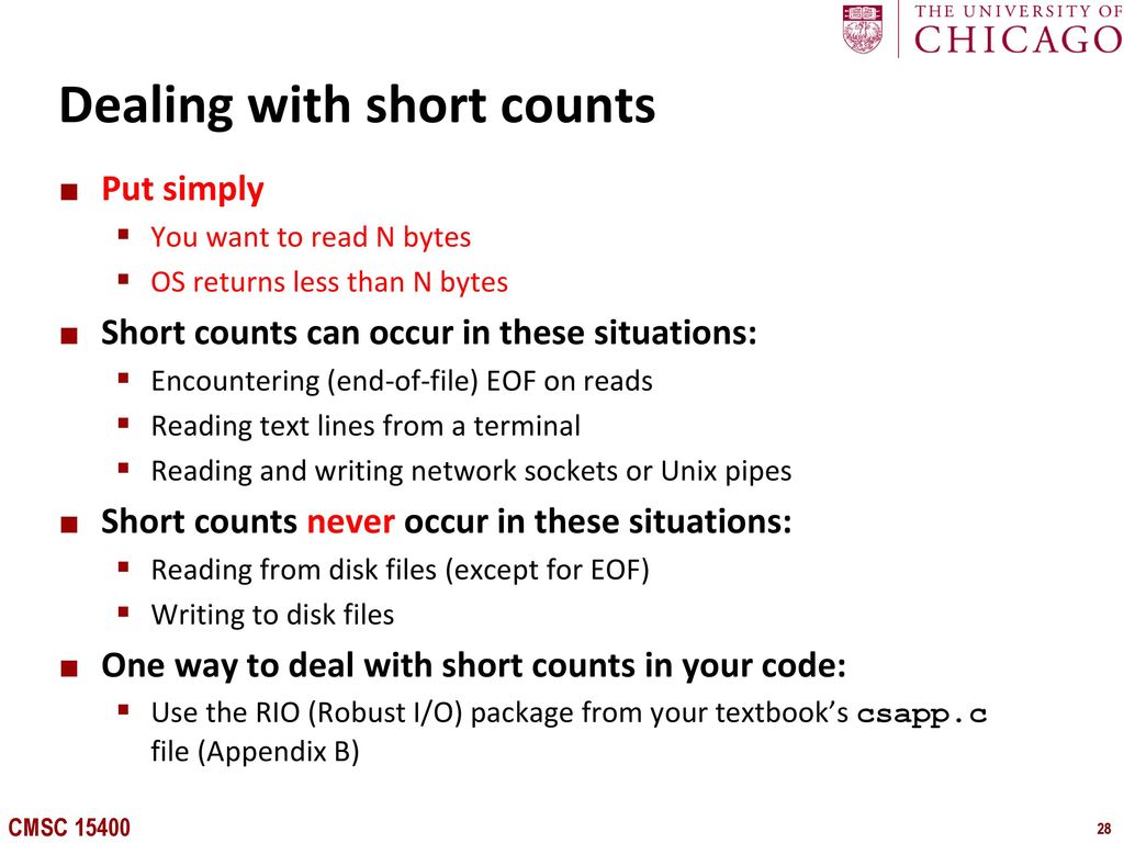 Dealing with short counts