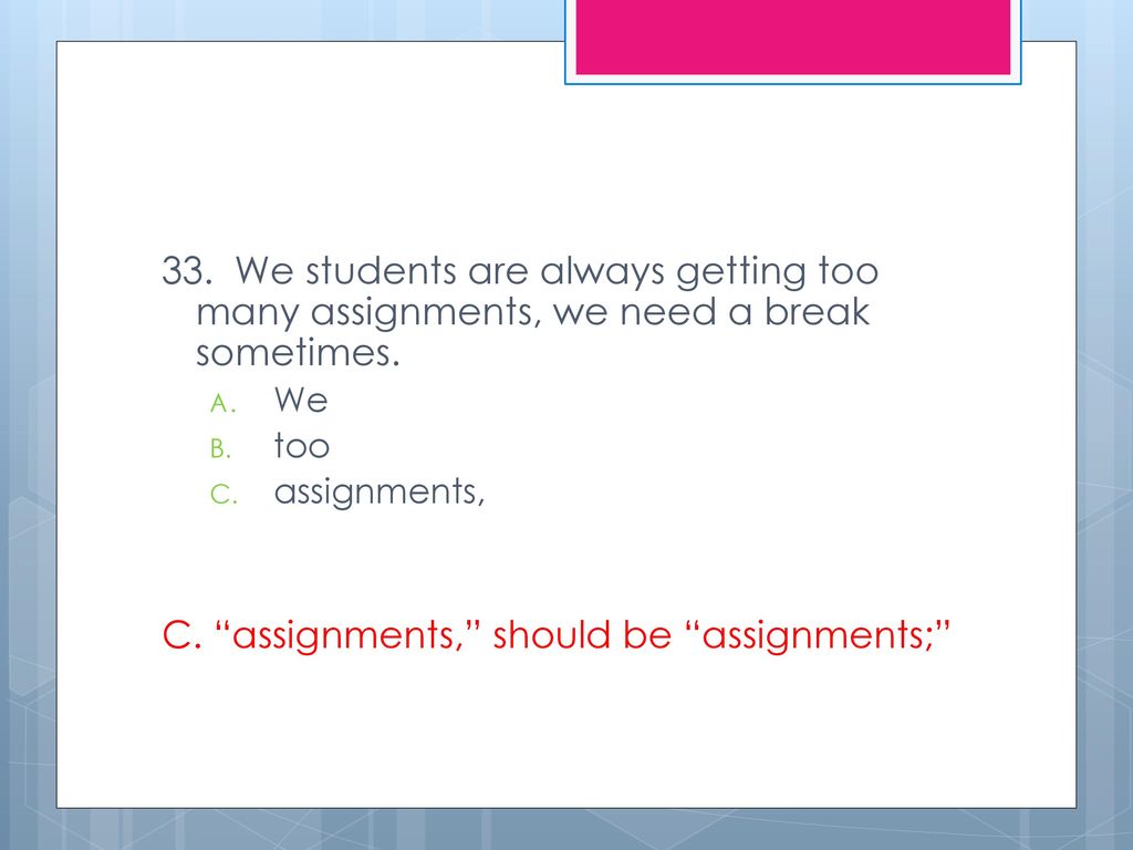 assignments should only be cuddled with other assignments