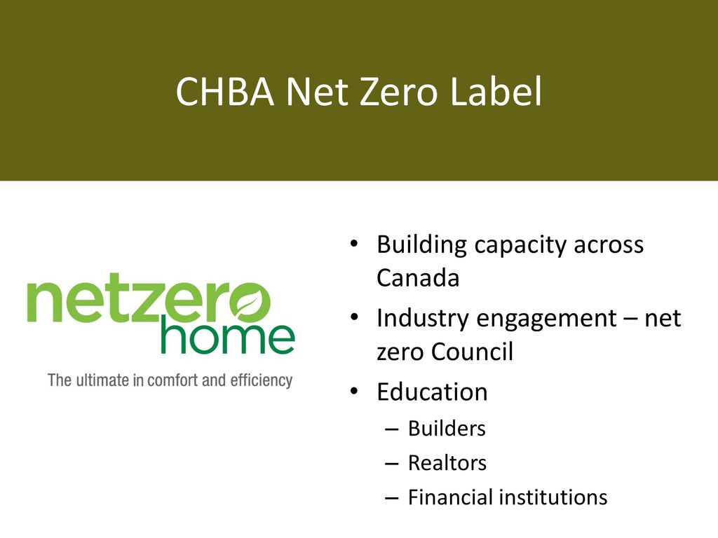 CHBA Net Zero Label Building capacity across Canada