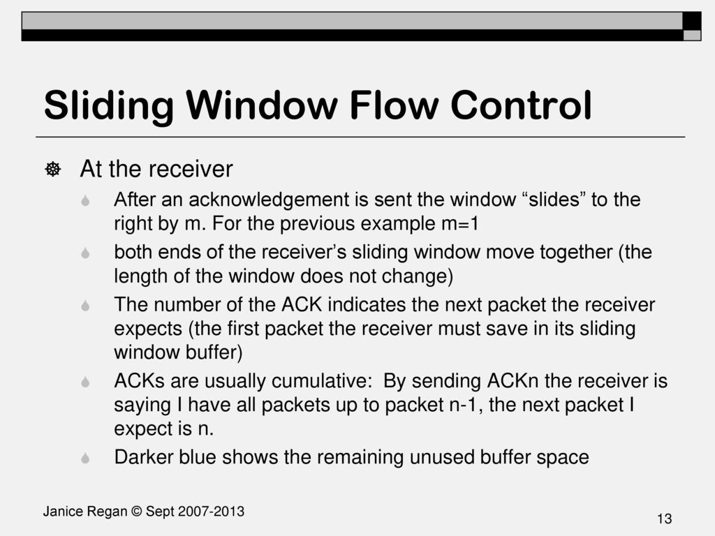 Sliding Window Flow Control