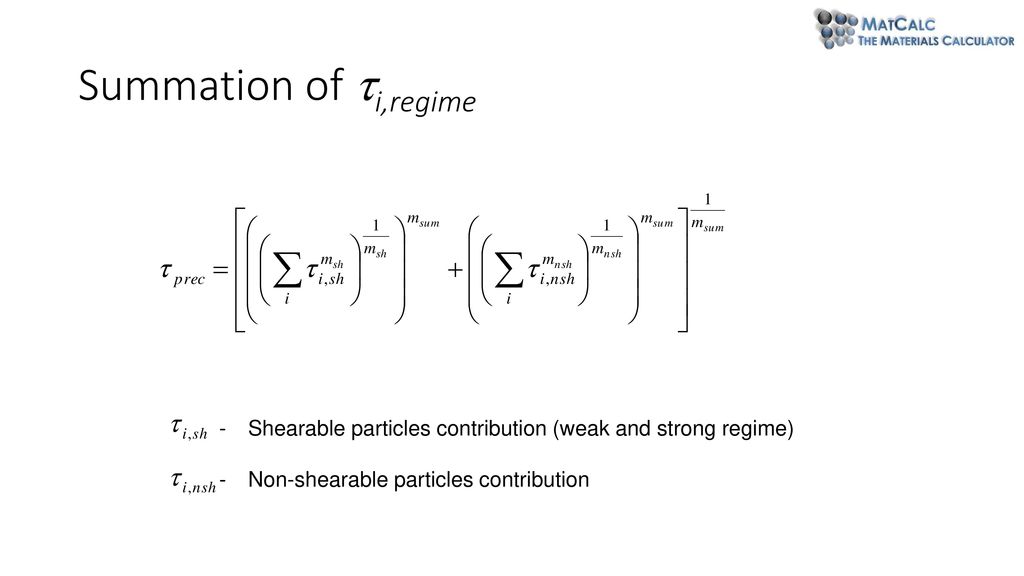 Summation of ti,regime Shearable particles contribution (weak and strong regime) Non-shearable particles contribution.