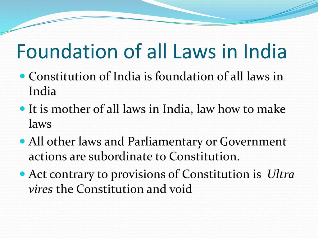 Foundation of all Laws in India