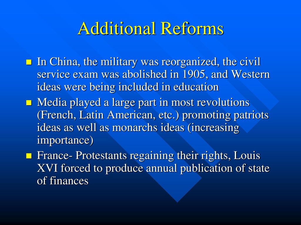 Additional Reforms