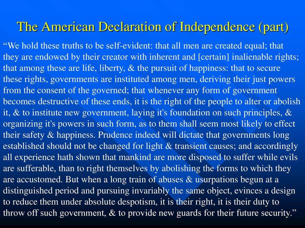 The American Declaration of Independence (part)