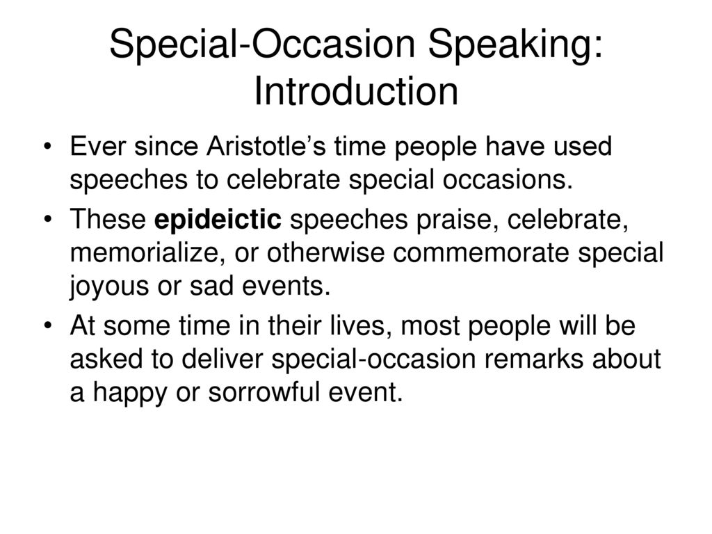 Special-Occasion Speaking - Ppt Download