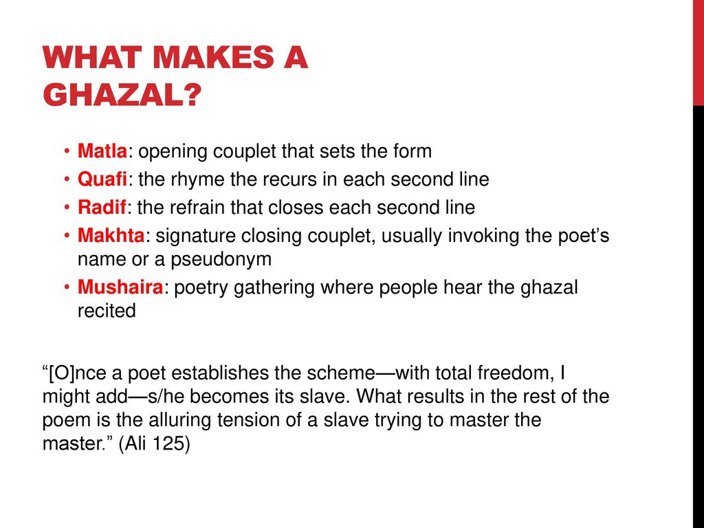 Adventures in form part one The Ghazal ppt download